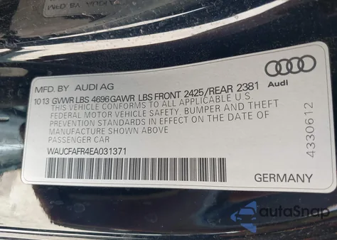 2014 Audi A5 2.0T Premium z USA, uszkodzony, nr VIN WAUCFAFR4EA031371